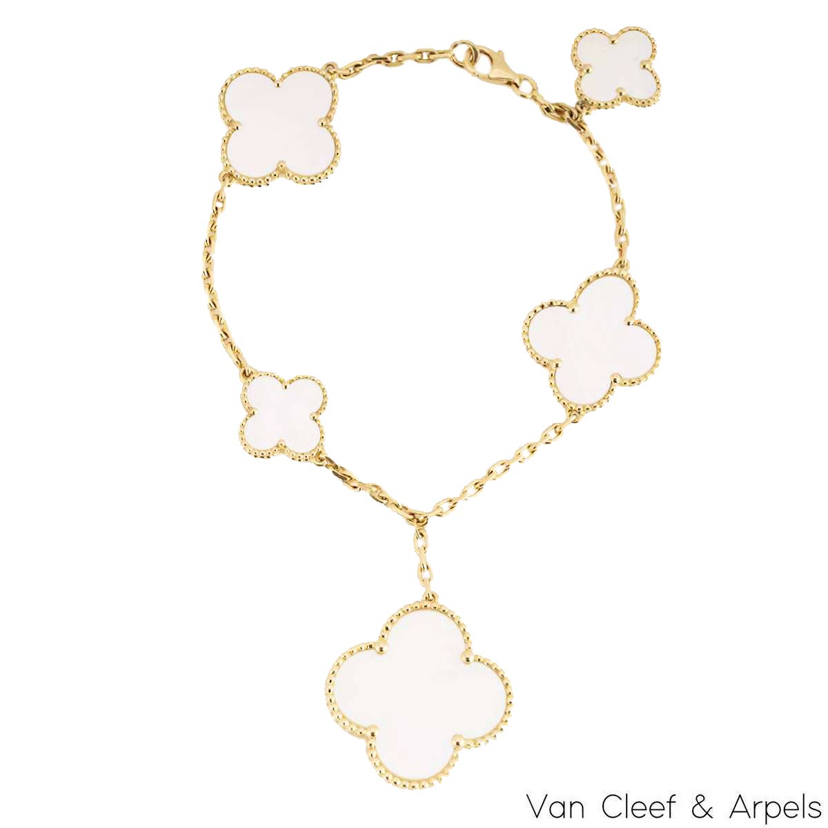 Van Cleef & Arpels Yellow Gold Mother of Pearl Magic Alhambra 5 Motif Bracelet VCARD78600 Van Cleef & Arpels Yellow Gold Mother of Pearl Magic Alhambra 5 Motif Bracelet VCARD78600